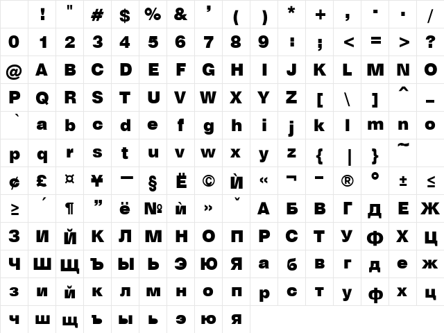 HebarBlack Normal Character Map HebarBlack Normal Character Map