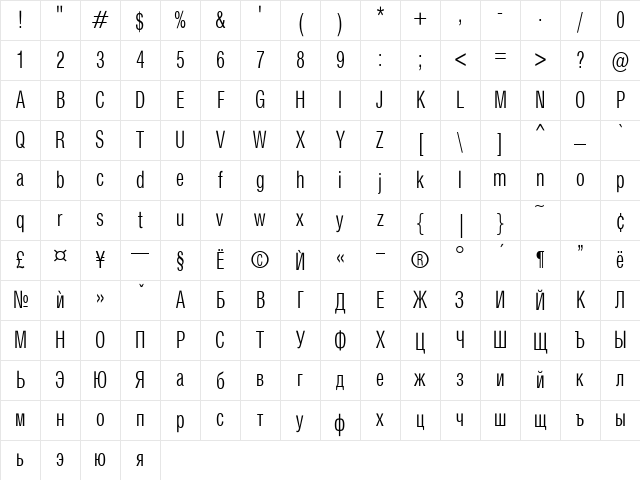 HebarDoubleCond Normal Character Map HebarDoubleCond Normal Character Map