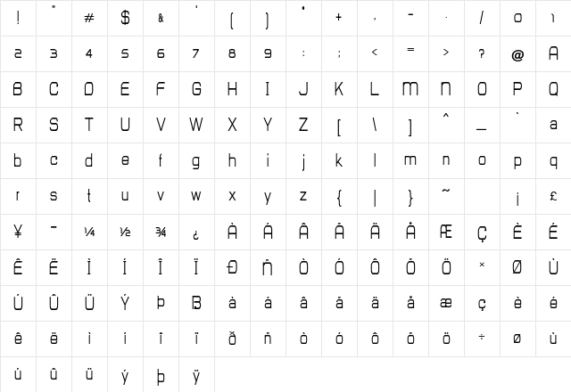 Heckler Bold Character Map