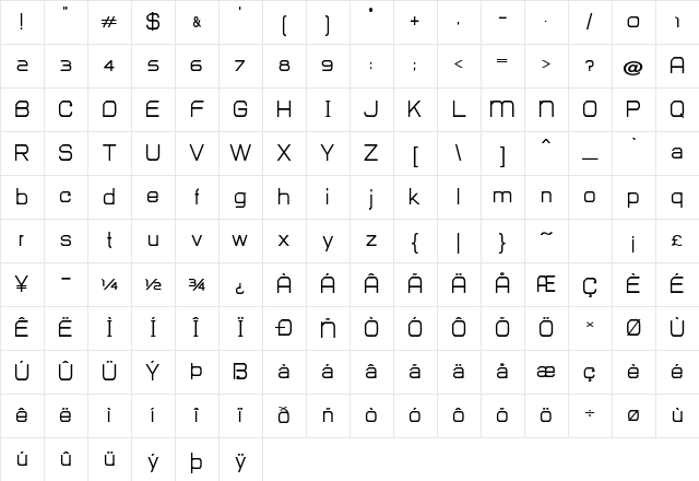 Heckler Expanded Bold Character Map