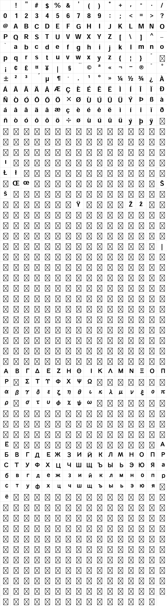 Heisei Kaku Gothic Std W7 Character Map Heisei Kaku Gothic Std W7 Character Map