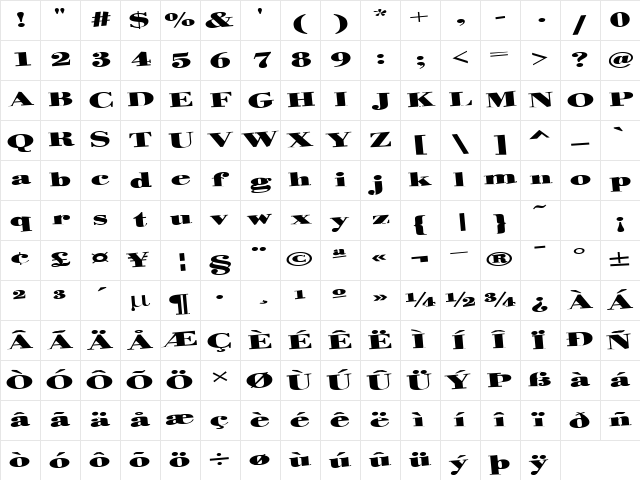 Helter Regular Character Map