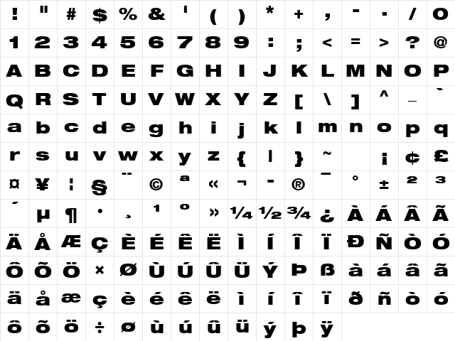 Helvetica Neue LT Com 93 Black Extended Character Map Helvetica Neue LT Com 93 Black Extended Character Map