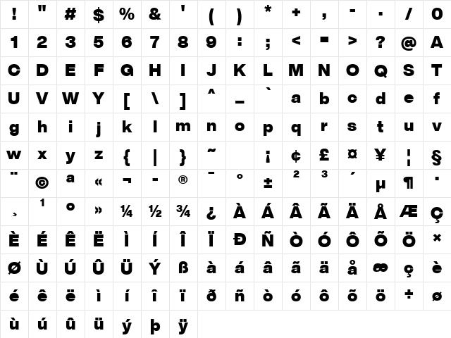 Black Regular Character Map Black Regular Character Map
