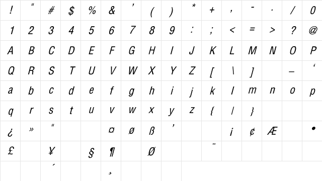 Helvetica-Condensed-Thin Italic Italic Character Map Helvetica-Condensed-Thin Italic Italic Character Map