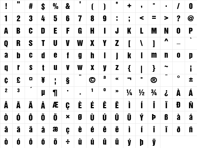 Helvetica Inserat LT Std Roman Character Map