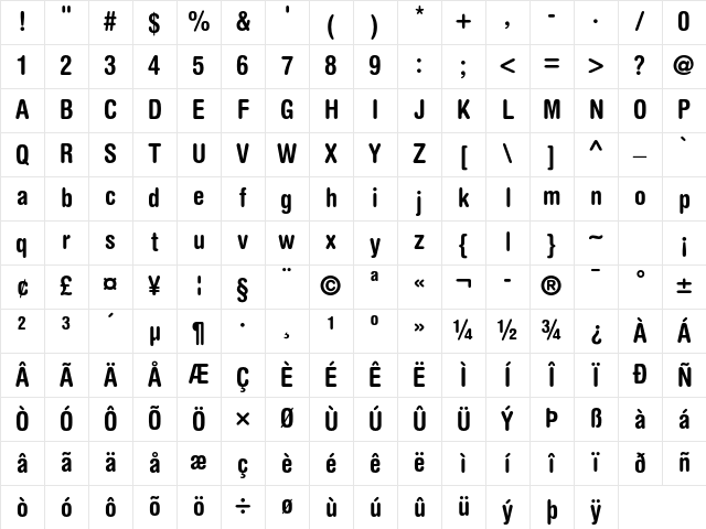 Helvetica Rounded LT Std Bold Condensed Character Map