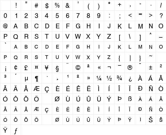 HelvExpert Normal Character Map HelvExpert Normal Character Map