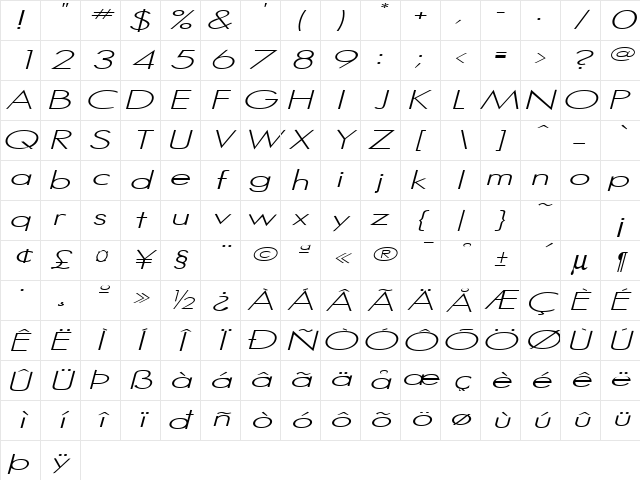 Hemet Italic Character Map Hemet Italic Character Map