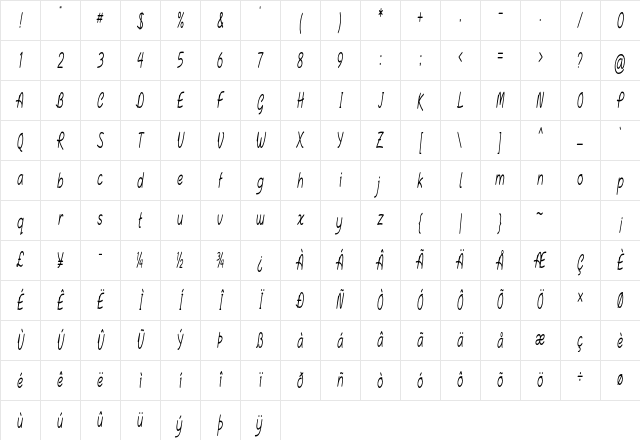 Henzo Extra-condensed Regular Character Map Henzo Extra-condensed Regular Character Map