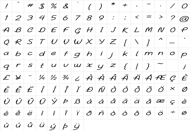 Henzo Extra-expanded Regular Character Map Henzo Extra-expanded Regular Character Map