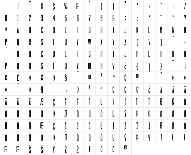 HeraldGothic Bold Character Map