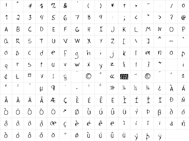HerricksHand Regular Character Map