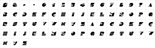 HesitateCaps Oblique Character Map