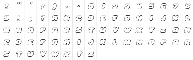 Hesitation Shadow Italic Character Map