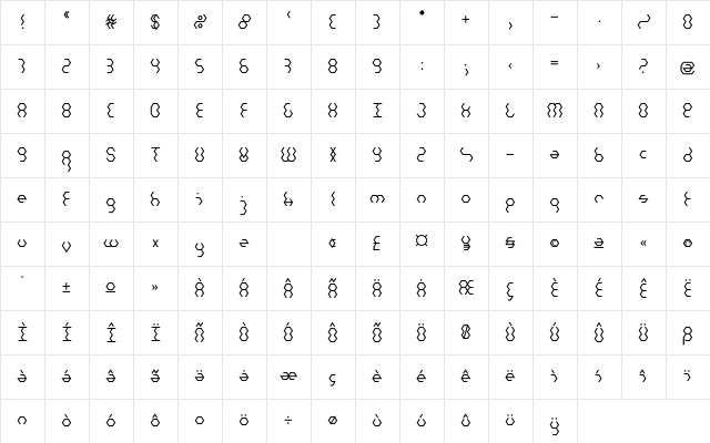 Hexatype LT Std Bold Regular Character Map