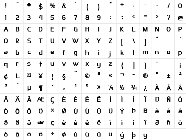 Hezia Bold Character Map