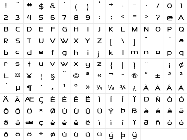 Hezia Expanded Regular Character Map