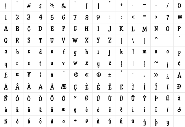 HFF Air Apparent Regular Character Map