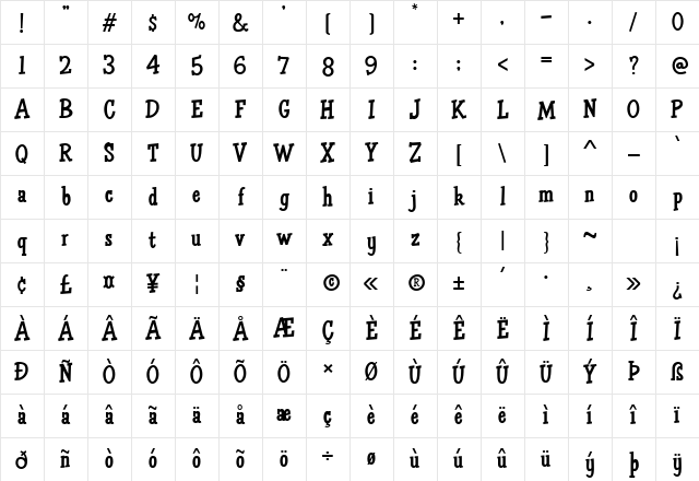 HFF Air Apparent Regular Character Map