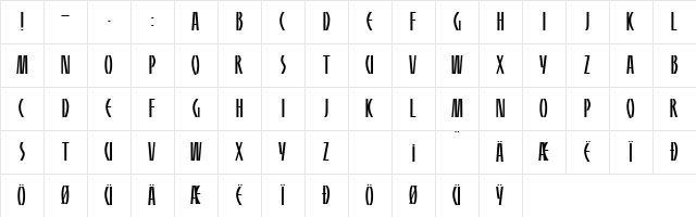 HFF Sultan of Swat Regular Character Map
