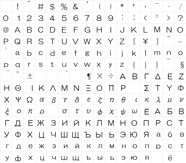 HGMaruGothicMPRO Medium Character Map HGMaruGothicMPRO Medium Character Map