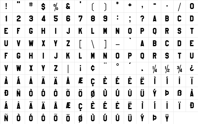 High School USA Sans Regular Character Map High School USA Sans Regular Character Map