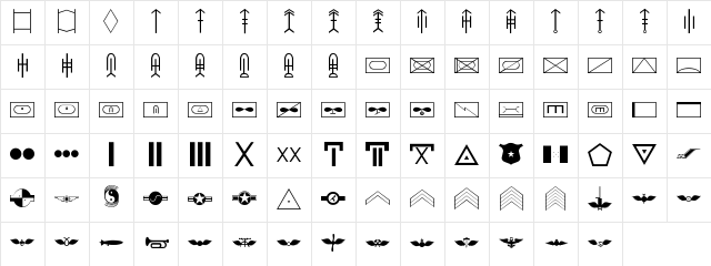 MilitaryID Regular Character Map MilitaryID Regular Character Map