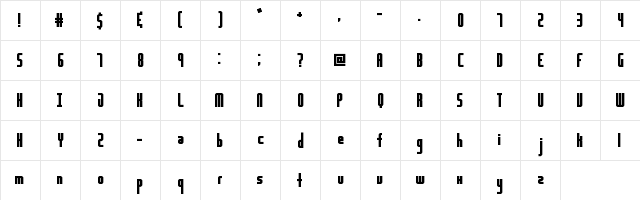 Highway Block Sans Regular Character Map