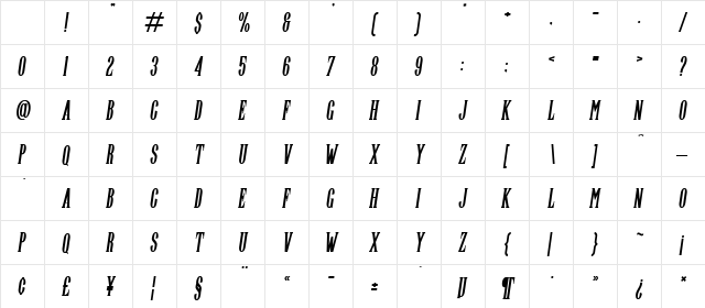 Highwind Italic Character Map Highwind Italic Character Map