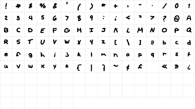 Hipster Medium Character Map