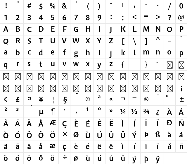 Hiragino UD Sans F StdN W6 Character Map