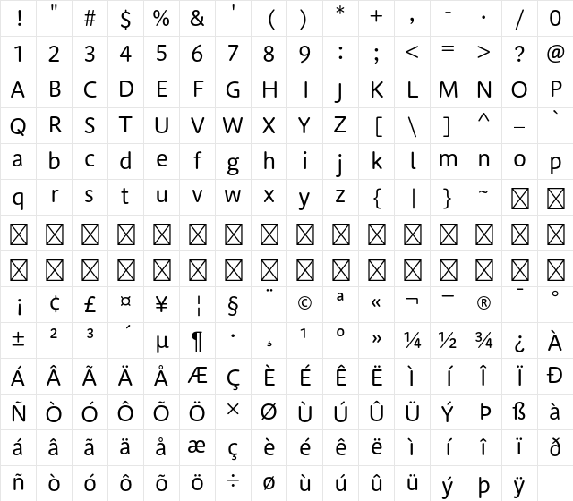Hiragino UD Sans Rd Std W4 Character Map