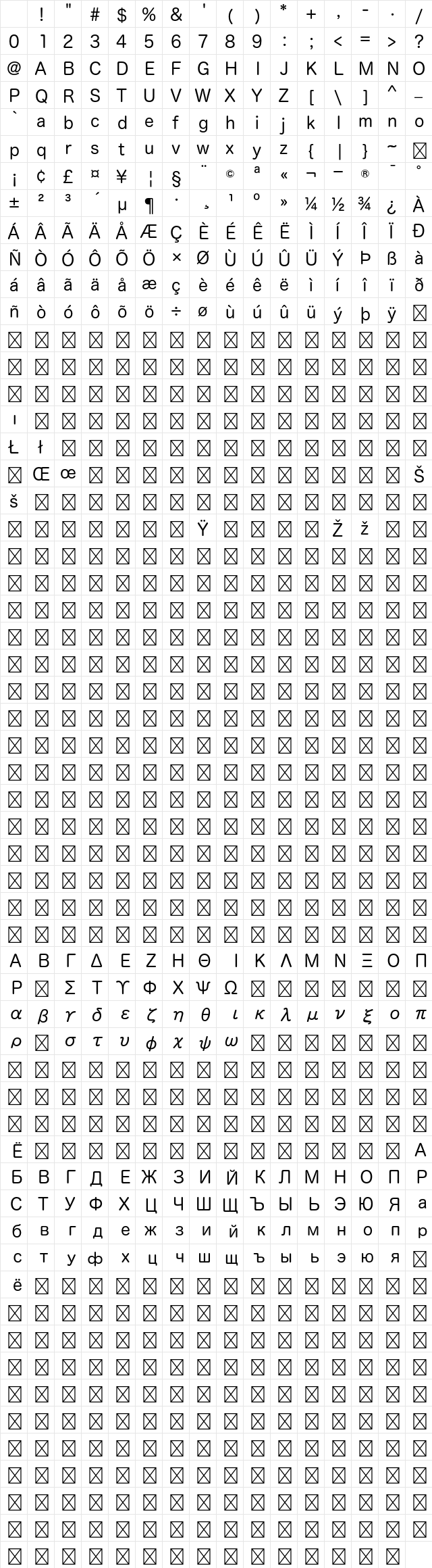 Hiragino Maru Gothic Std W4 Character Map Hiragino Maru Gothic Std W4 Character Map