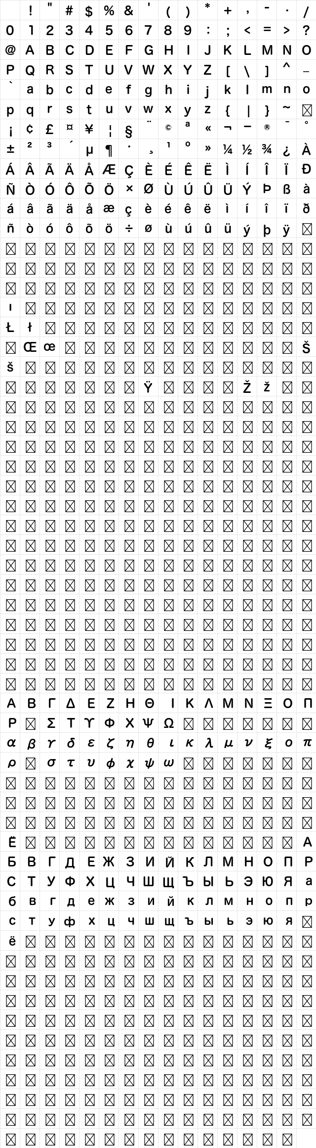 Hiragino Maru Gothic Std W6 Character Map Hiragino Maru Gothic Std W6 Character Map