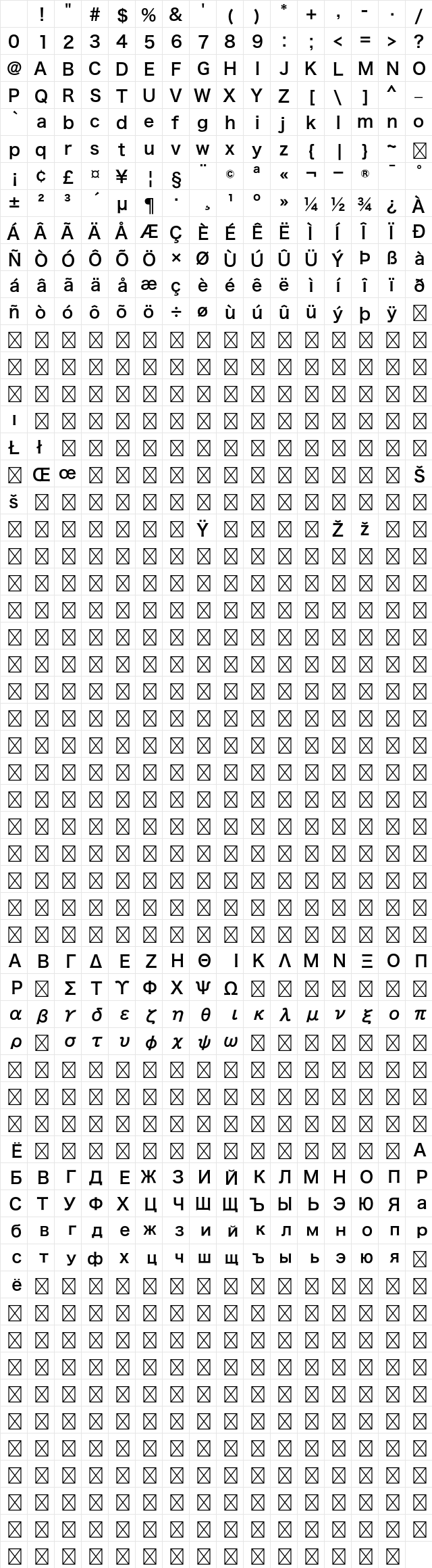 Hiragino Sans Old Std W6 Character Map Hiragino Sans Old Std W6 Character Map