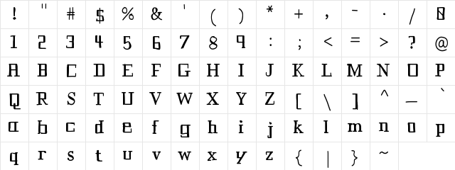 HistorianBold Bold Character Map