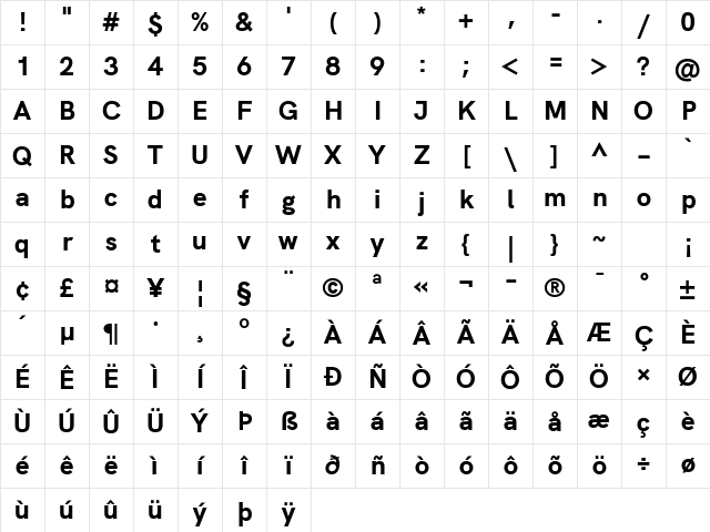 HK Grotesk ExtraBold Character Map