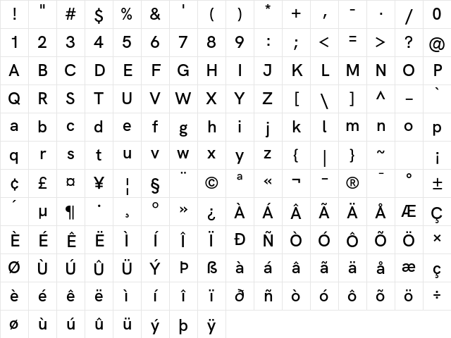 HK Grotesk SemiBold Character Map