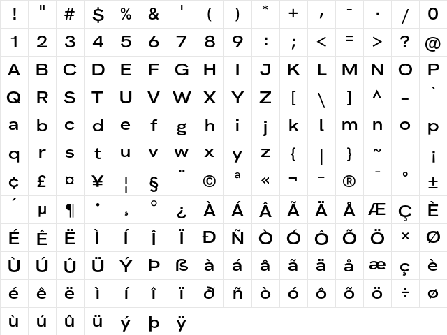 HK Grotesk Wide Medium Character Map HK Grotesk Wide Medium Character Map