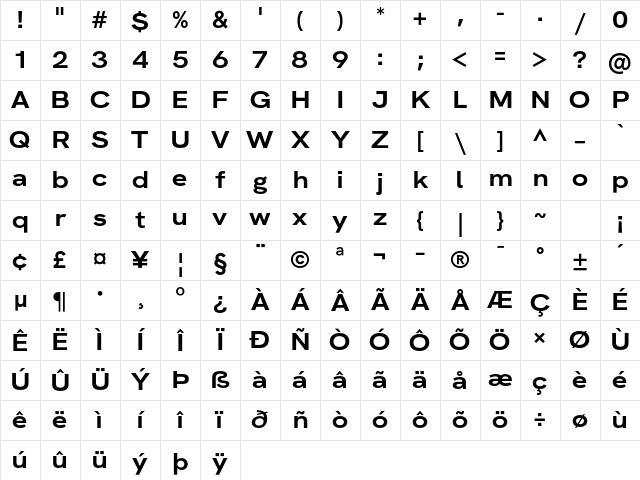 HK Grotesk Wide SemiBold Character Map HK Grotesk Wide SemiBold Character Map
