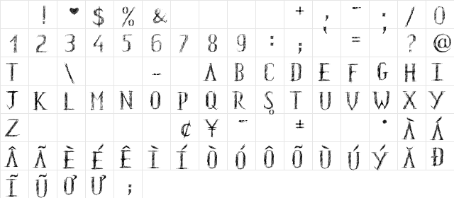 HKH Old Glyphs short Regular Character Map HKH Old Glyphs short Regular Character Map
