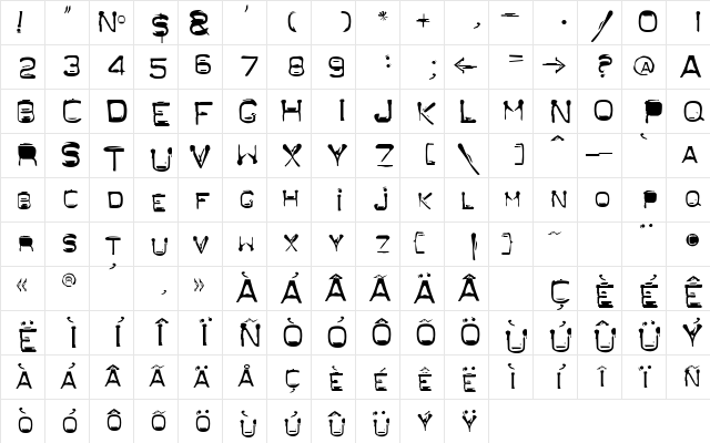 MilkShake Regular Character Map