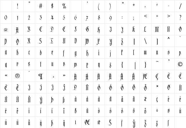 Hofstaetten Regular Character Map Hofstaetten Regular Character Map
