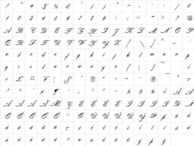 HogarthScrD Regular Character Map