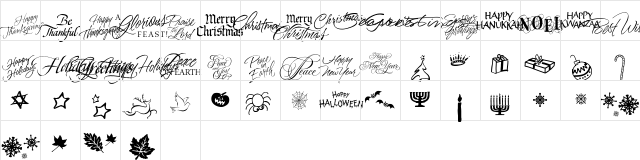 Holiday Regular Character Map