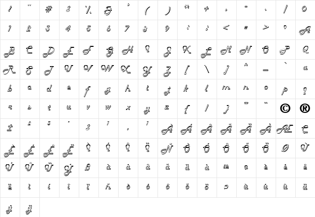 Hollow Regular Character Map