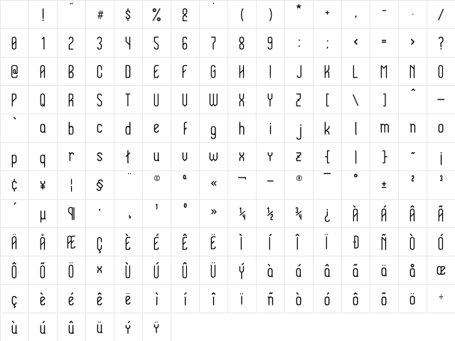 HolySans- Light Character Map HolySans- Light Character Map