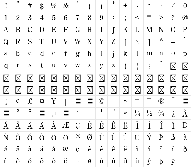 A-OTF Honami Std M Character Map