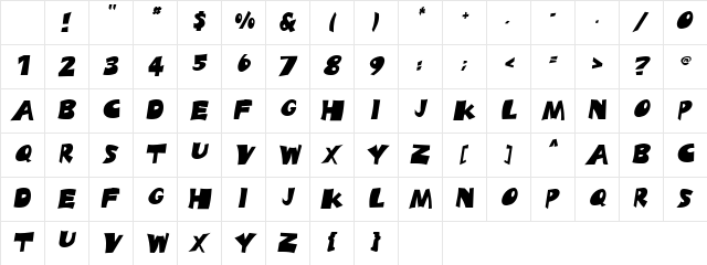 Honey Oblique Character Map
